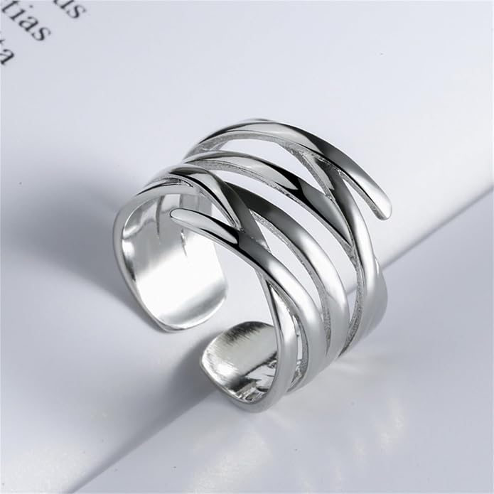 YBMYCM 3-10Pcs Dome Rings Set Chunky Gold Ring for Women Men 14k Gold Plated Thick Adjustable Statement Ring Gold/Silver