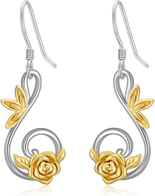 Midari Heart Dangle Earrings 925 Sterling Silver Leverback Drop Earrings Teacher Music Art Jewelry Gifts for Women Students Apple/Guitar/Palette/Note Design
