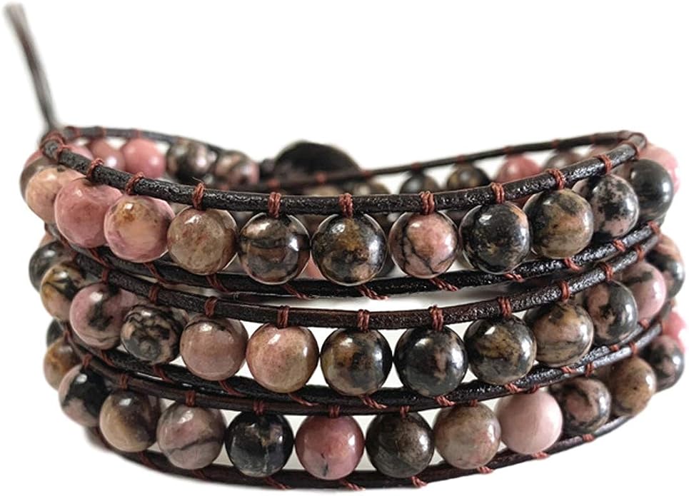 Boho Wrap Bead Bracelet for Women - Handmade Adjustable Natural Stone Beaded Bracelets Yoga Healing Bracelet Bangle Hippie Jewelry