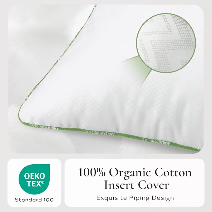 Ashler Home Deco 18x18 Pillows Insert (Set of 4) - Throw Pillow Inserts with 100% Cotton Cover - 18 Inch Square Interior Sofa Stuffer Pillow Inserts -Decorative White Couch Pillow