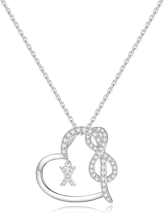 Infinity Heart Necklaces for Women, S925 Sterling Silver Initial Necklace Womens Jewelry Mothers Day Gifts Girls Valentines Gifts for Her Christmas Birthday Gifts for Women Mom Wife Girlfriend