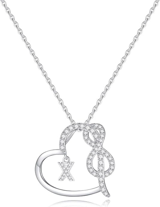 Infinity Heart Necklaces for Women, S925 Sterling Silver Initial Necklace Womens Jewelry Mothers Day Gifts Girls Valentines Gifts for Her Christmas Birthday Gifts for Women Mom Wife Girlfriend