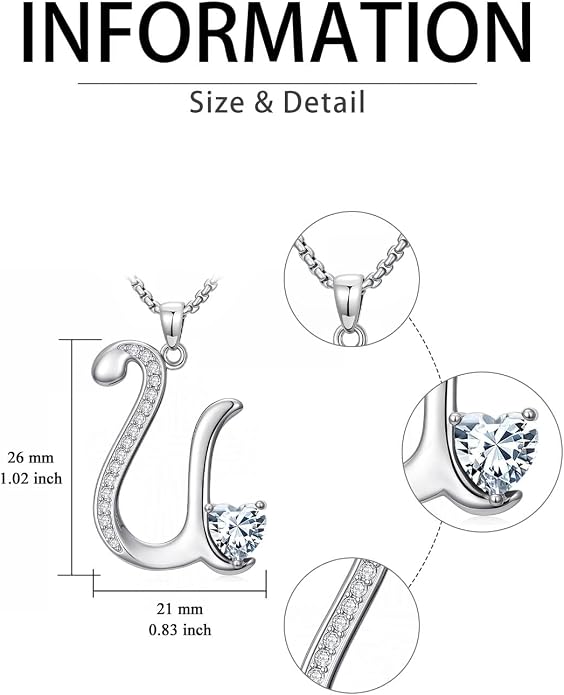 Birthday Gifts for Women Alphabet A to Z Initial Birthstone Pendant Necklaces for Women - 18k White Gold Plated Personalized Name Jewelry Anniversary Graduation Gifts for Wife Her Daughter Girlfriend(with Gift Box)