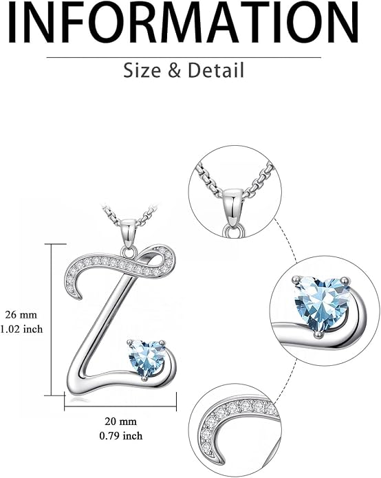 Birthday Gifts for Women Alphabet A to Z Initial Birthstone Pendant Necklaces for Women - 18k White Gold Plated Personalized Name Jewelry Anniversary Graduation Gifts for Wife Her Daughter Girlfriend(with Gift Box)