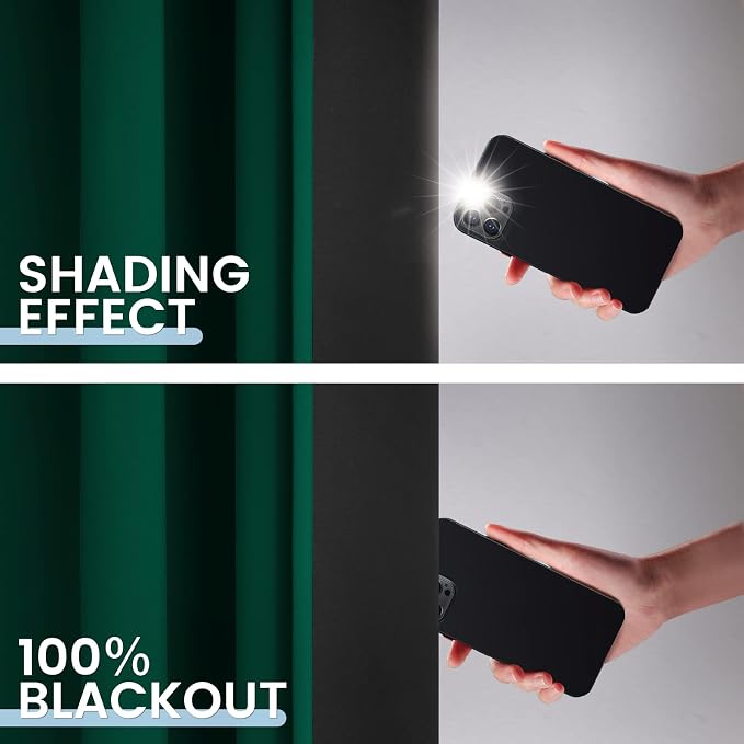 SimpleHome Dark Green 100% Blackout Curtains Room Darkening Living Room 96 | Curtains for Bedroom,Thermal Insulated Grommet Window Drapes,Curtains for Living Room with Black Back,52 x 96 Inch,2 Panels