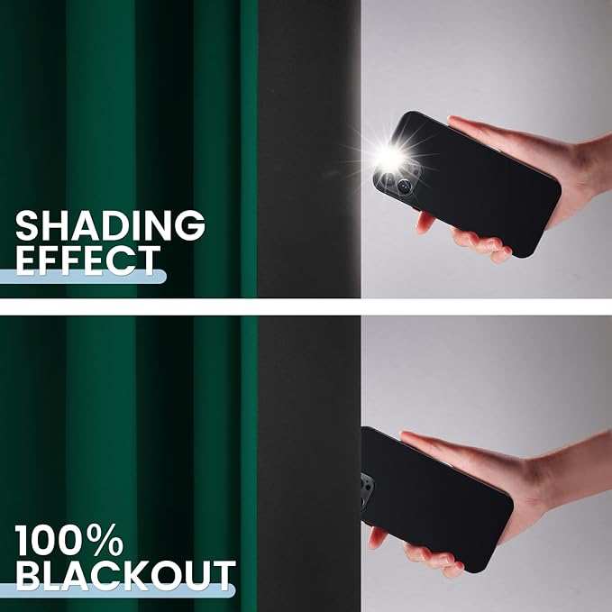 SimpleHome Dark Green 100% Blackout Curtains Room Darkening Living Room 45 | Curtains for Bedroom,Thermal Insulated Grommet Window Drapes,Curtains for Living Room with Black Back,52 x 45 Inch,2 Panels