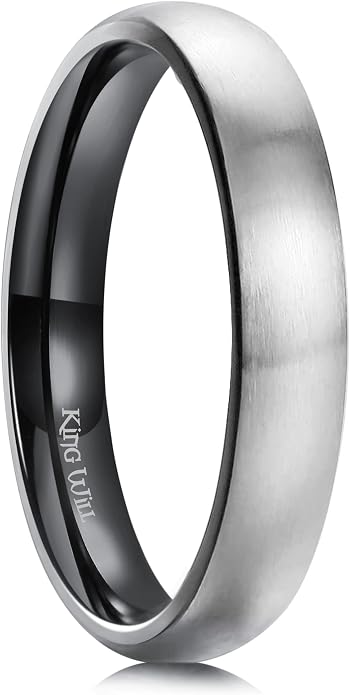 King Will Titanium Wedding Band for Men Women-Sliver/Black/Gold Plated Pure Titanium Wedding Ring, 3-9mm Widths Available Brushed Matte Design Comfort Fit Size 4-16