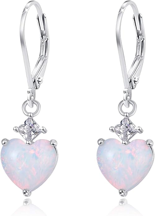 Teardrop Leverback Drop Dangly Earrings, 925 Sterling Silver with Opal/Moonstone Hypoallegenic for Sensitive Ears Jewelry Gift for Women Girlfriend with Gift Box