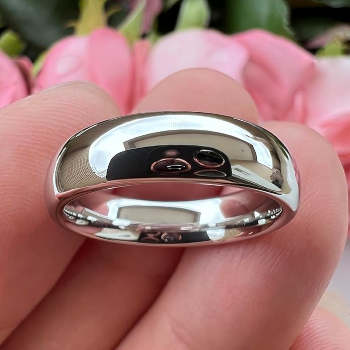 TUTISS 4mm 6mm 8mm 10mm Silver/Gold/White Tungsten Rings for Men Women Couple Fashion Jewelry Anniversary Engagement Wedding Bands Domed Polished I Love You Engraved Comfort Fit