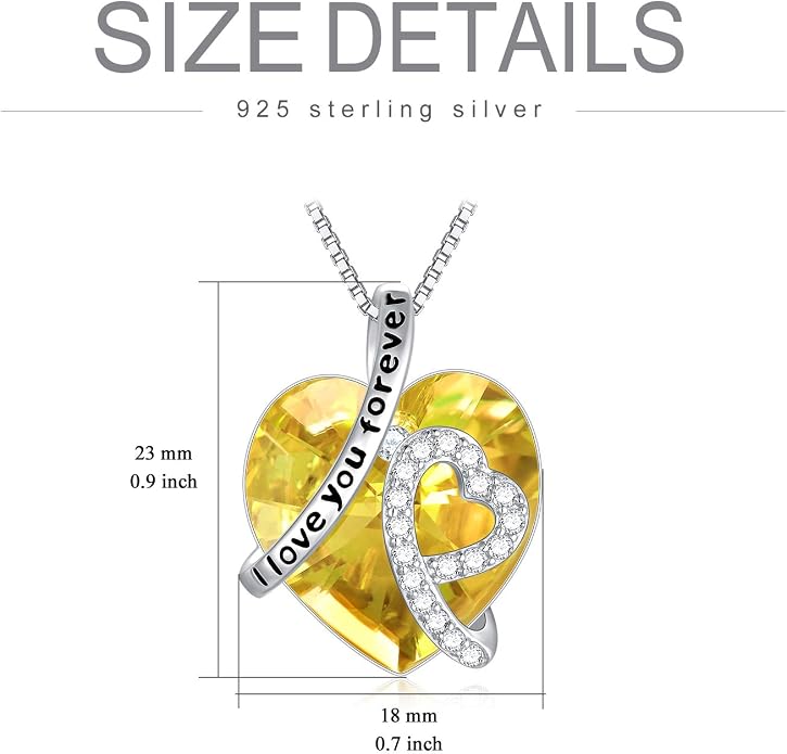 AOBOCO I Love You Forever Necklace 925 Sterling Silver with Crystals from Austria Anniversary Birthday Gifts for Women Mothers Day Gift