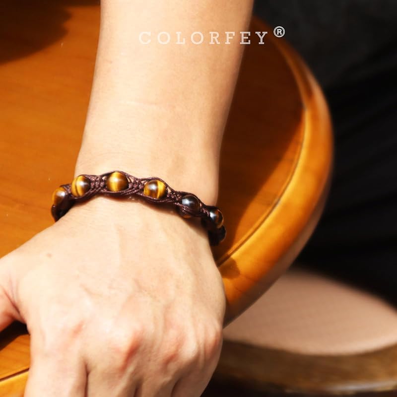 Healing Crystal Tiger Eye Bracelet for Men Women, Premium Handcrafted Real Tiger Eye Beaded Bracelet 10mm, Genuine Men Beaded Bracelets Natural Stone Bracelets for Men Handmade Gifts for Him
