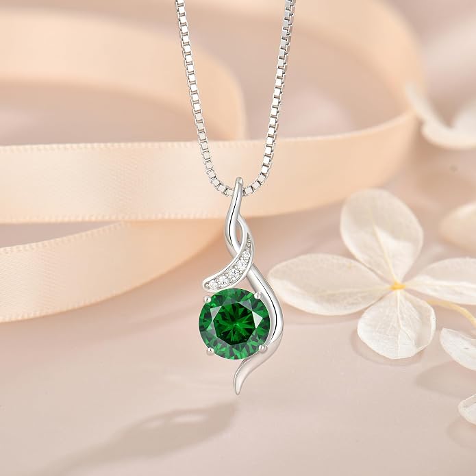Women‘s Birthstone Pendant Necklace S925 Sterling Silver Imitation Diamond Infinity Necklace Jewelry Gift for Her