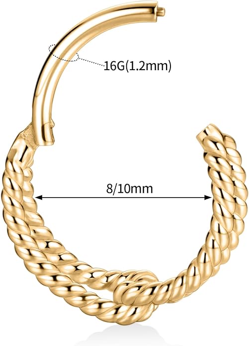 316L Surgical Steel Septum Clicker Ring Nose Ring Hoop Sleeper Hoop Earring Helix Rook Conch Cartilage Daith Tragus Earrings Lobe Nose Piercing Jewelry for Women