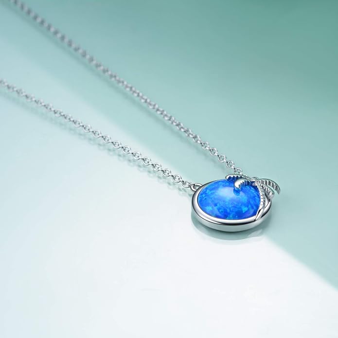 SOULMEET Palm Tree Jewelry Necklace for Women Sterling Silver Simulated Opal Necklace for Her