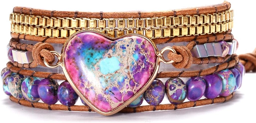YGLINE Natural Stone Bracelet 3 Wraps Bracelet Handmade Boho Bracelet for Women Bracelet