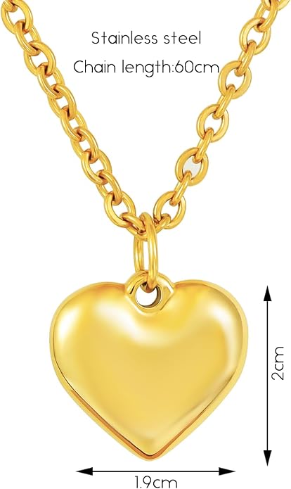 Milakoo Stainless Steel Pendant Necklace for Women Heart Charms Link Chains 23" Length Lobster Clasp