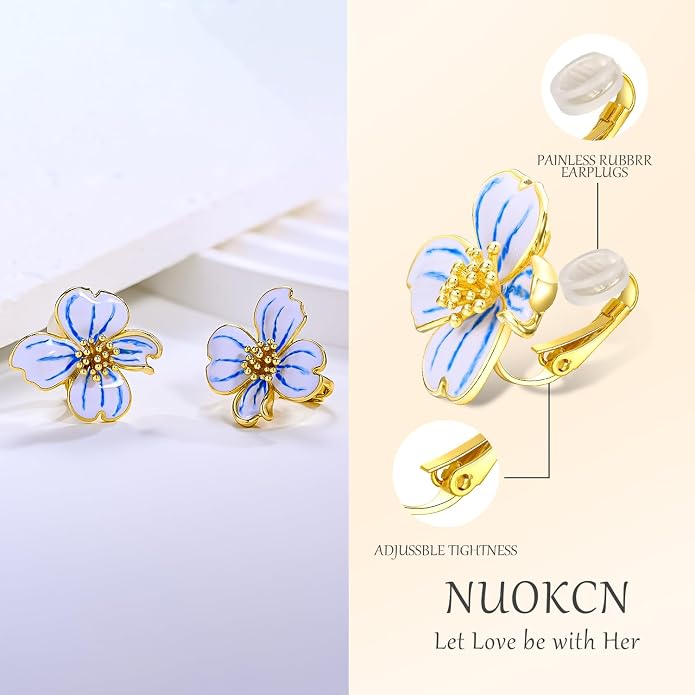 Clip on Earrings Women, 14K Gold Plated Earrings for Sensitive Ears, Fashion Women's Earrings Jewelry Birthday Gift for Wife Grandma Daughter Girls on Christmas Thanksgiving