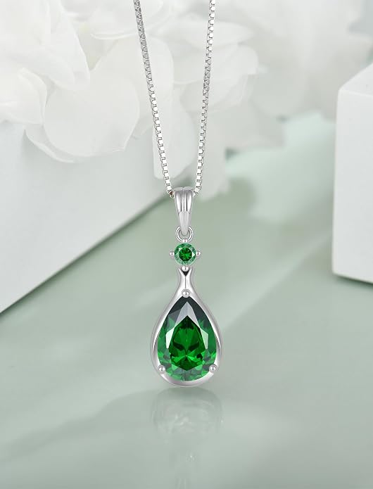 Birthstone Necklace for Women Teardrop Necklace S925 Sterling Silver Infinity Love Pendant for Mom Women