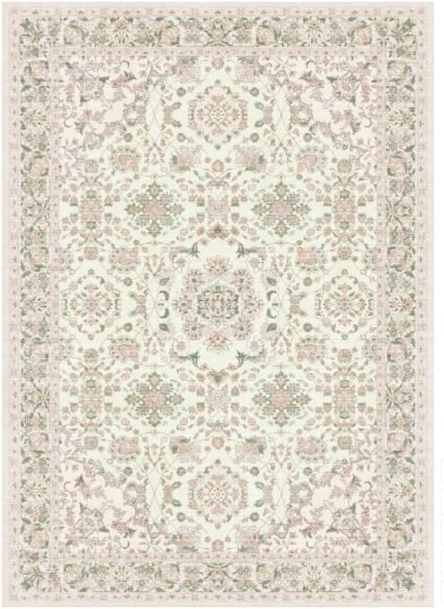 Lessymo Washable Area Rug for Living Room,9x12 Large Rugs with Non-Slip Backing,Soft Boho Carpets for Bedroom Dining Room Nursery Home Office,Pink