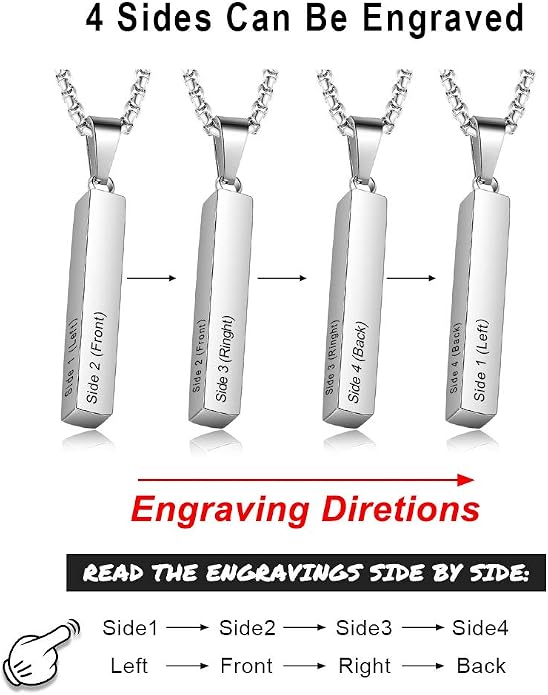 LanM Gifts for Dad Father's Day Gifts Personalized Mens Necklace Custom Name Necklaces for Men Bar Necklace for Women Engraved Initial Name Vertical Bar Necklace for Father