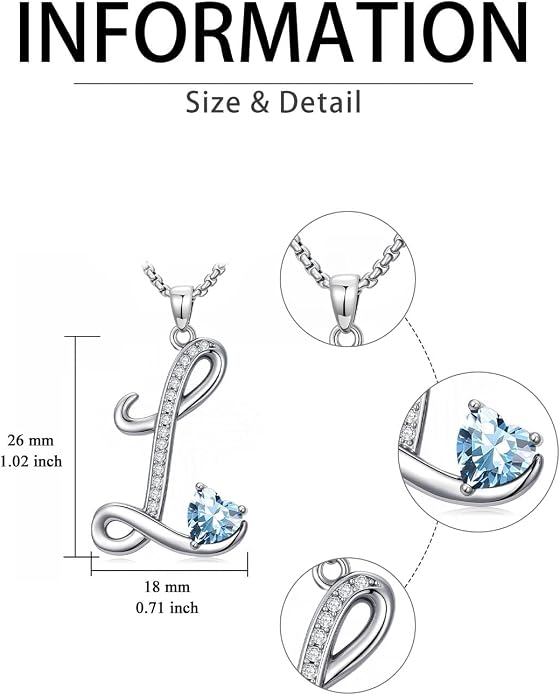 Birthday Gifts for Women Alphabet A to Z Initial Birthstone Pendant Necklaces for Women - 18k White Gold Plated Personalized Name Jewelry Anniversary Graduation Gifts for Wife Her Daughter Girlfriend(with Gift Box)