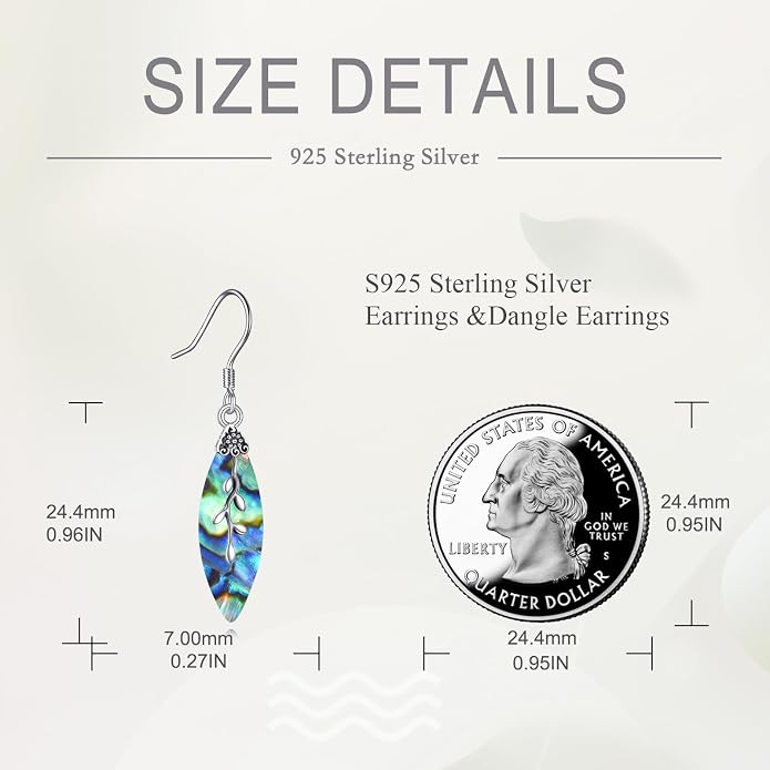 POPLYKE 925 Sterling Silver Tree of Life Dangle Earrings for Women Fashion Abalone Shell Jewelry Gifts for Mom Sister Friend Birthday
