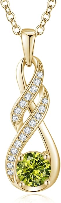 Birthstone Necklaces for Women 925 Sterling Silver Infinity Pendant Created Gemstone Jewelry for Her, 16"+2"