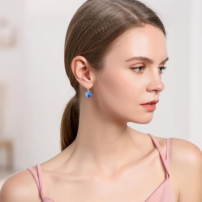 Tree of Life Earrings for Women 925 Sterling Silver Tree of Life Drop Earrings with Heart Crystal Tree of Life Jewelry Birthday Anniversary Party Gifts for Women Girls