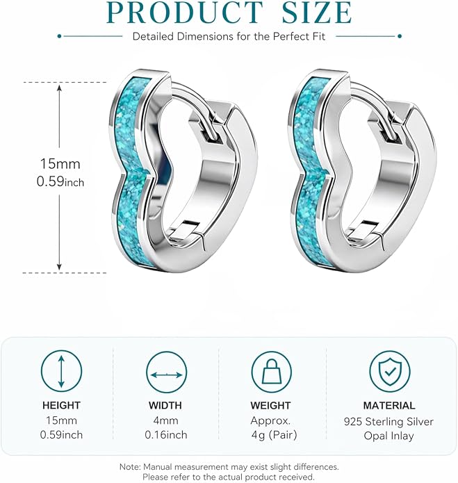 Opal/Turquoise Huggie Earrings 925 Sterling Silver Opal/Turquoise Small Animal Huggie Hoop Earrings Animal Huggies Earring Jewelry Gifts for Women Mom Her