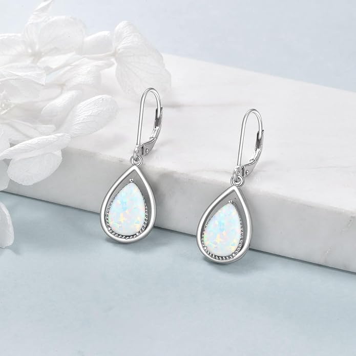 VONALA Dangle Earrings 925 Sterling Silver Opal Larimar Lapis Sapphire Turquoise Moss Agate Crystal Dangling Earrings Jewelry Gift for Women