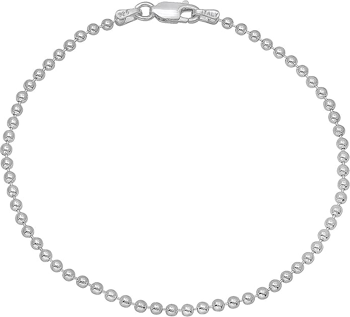 Savlano 925 Sterling Silver Solid Italian Figaro, Rope,Herringbone, Curb, Ball Bead, Snake, Mariner Chain Anklet for Women, Comes in 0.8mm - 5mm With Gift Box