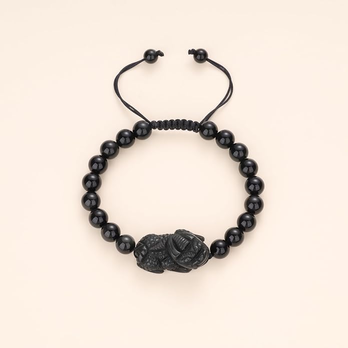 COAI Chinese Feng Shui Pixiu Piyao Stone Tiger Eye/Obsidian/Aventurine Bracelet