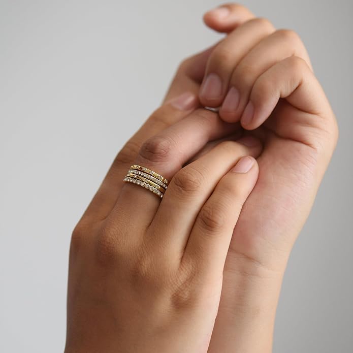 14K Gold Filled Rings for Women, Dainty Stacking Rings for Women, Thin Gold Band Ring Plain Statement Ring Comfort Fit Size 6-10