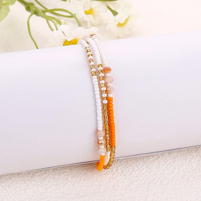 SUMMER LOVE Boho Bohemian Beaded Anklet Bracelets for Women Unique Colorful Pretty Beach Anklet,Handmade