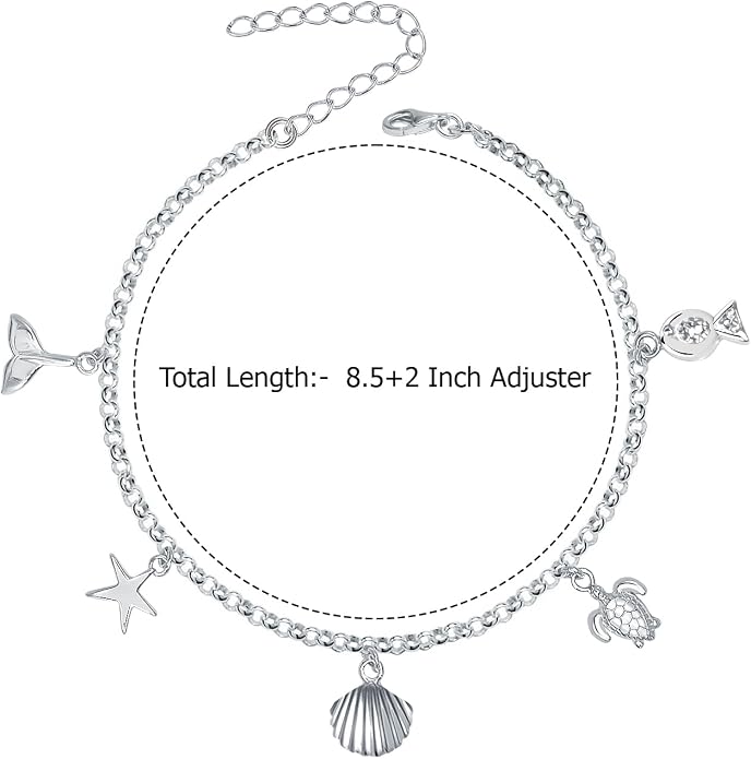 LeCalla 925 Sterling Silver Anklets for Women | Women's Anklet Bracelets Foot Jewelry Gifts for Women | Chain Link Anklets Summer Beach Silver Jewelry Gift
