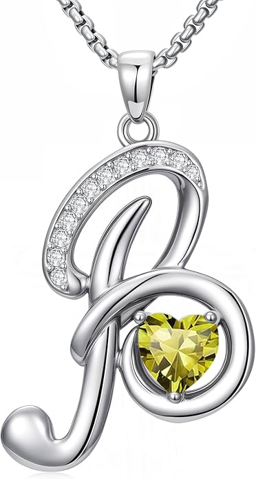 Birthday Gifts for Women Alphabet A to Z Initial Birthstone Pendant Necklaces for Women - 18k White Gold Plated Personalized Name Jewelry Anniversary Graduation Gifts for Wife Her Daughter Girlfriend(with Gift Box)