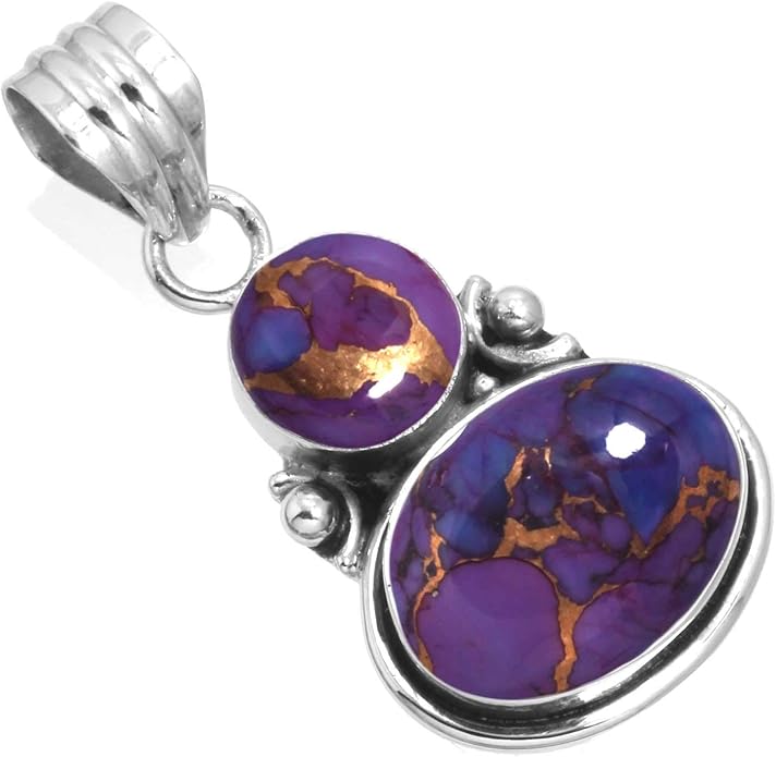 Handmade Genuine 925 Sterling Silver Pendant Necklace Natural Gemstone Crystal, Lapis, Onyx, Amber Oval Round Boho Jewelry For Women