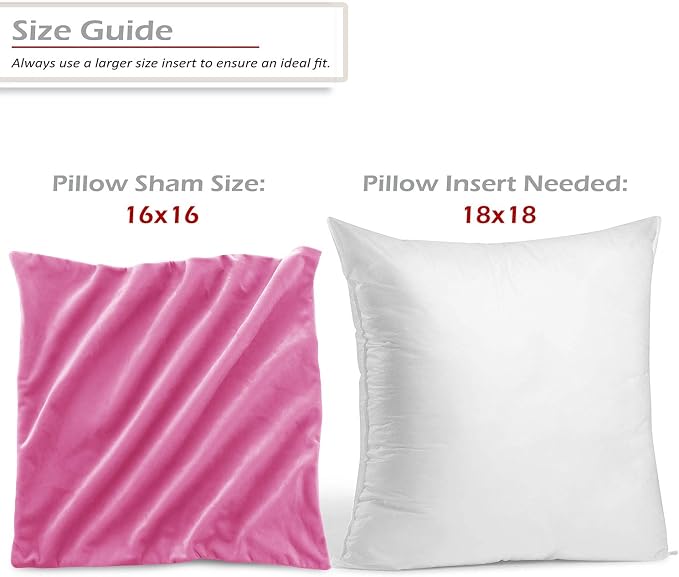 Nestl Throw Pillow Covers, Cozy Velvet Decorative Outdoor Pillow Covers 16x16 Inches, Soft Solid Cushion Covers for Sofa, Bed and Car, Set of 4 - Light Pink
