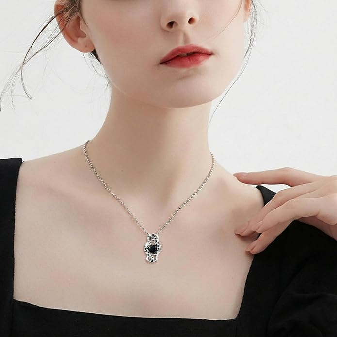 PELOVNY Celtic Knot Necklaces for Women 925 Sterling Silver Gemstone/Birthstone Teardrop Infinity Necklace Irish Celtic Pendant Jewelry Gifts for Mom Daughter Wife