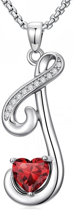 Birthday Gifts for Women Alphabet A to Z Initial Birthstone Pendant Necklaces for Women - 18k White Gold Plated Personalized Name Jewelry Anniversary Graduation Gifts for Wife Her Daughter Girlfriend(with Gift Box)