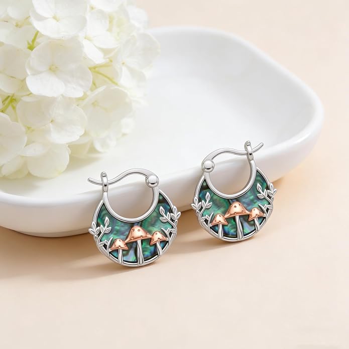 Tree of Life/Sunflower/Mountain/Daisy/Flower/Dragonfly/Butterfly/Earrings 925 Sterling Silver Hoop Earrings for Women