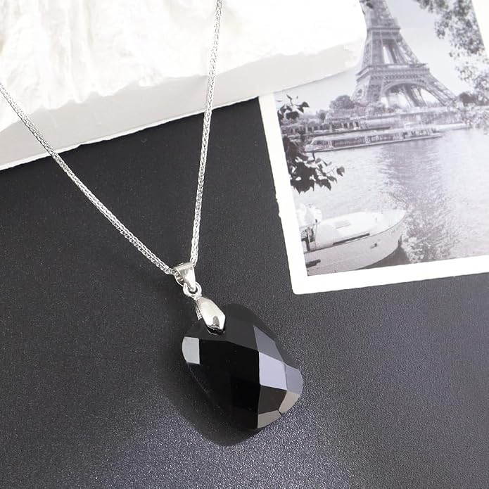 iSTONE 925 Sterling Silver Natural Crytral for Womens Pendant Necklace, Gemstone Birthstone with 17.8" Silver Chain Ladies