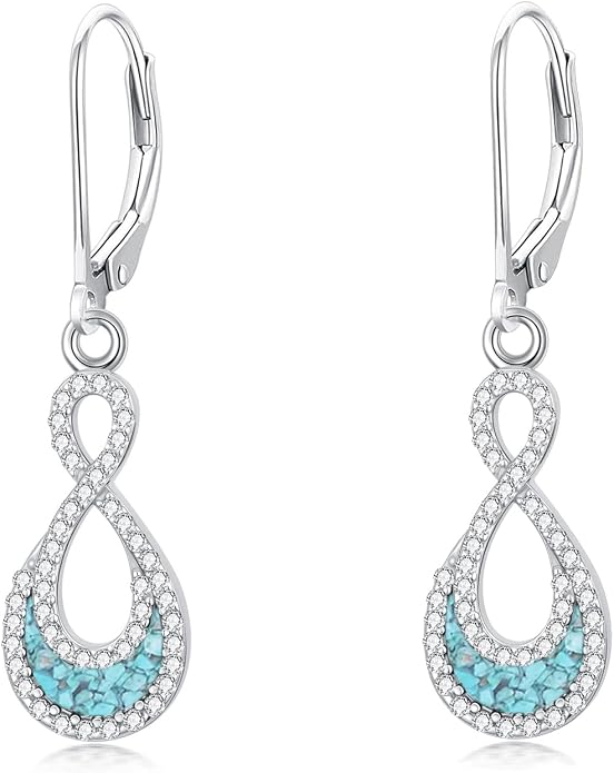 PROESS Moonstone Turquoise Malachite Dangle/Hoop Earrings 925 Sterling Silver Infinity/Wave/Celtic Knot/Clover Filigree Teardrop Earrings Jewelry Presents for Women