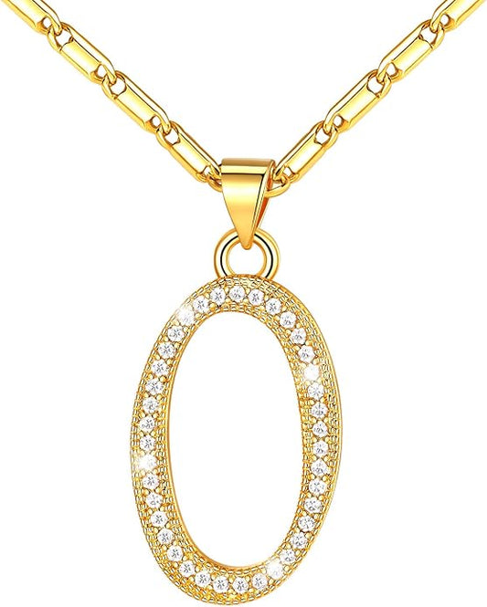 U7 Initial Necklace for Women, Gold/Platinum Plated CZ Crystal Letter A-Z Pendant Necklace, Shiny 20 Inch Name Chain Dainty Personalized Jewelry for Men Mom Wife Friend