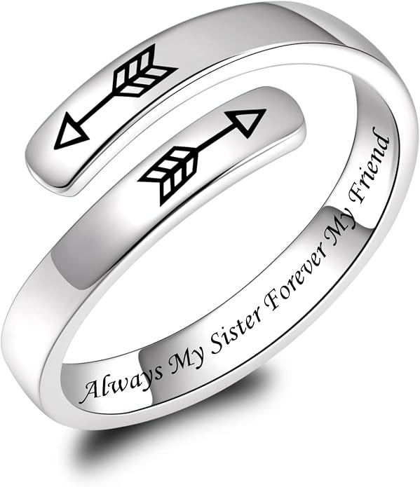 BEILIN 925 Sterling Silver Inspirational Jewelry Rings Adjustable Ring Personality Encouragement Gift for Teens Women