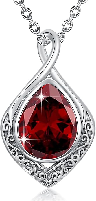 PELOVNY Celtic Knot Necklaces for Women 925 Sterling Silver Gemstone/Birthstone Teardrop Infinity Necklace Irish Celtic Pendant Jewelry Gifts for Mom Daughter Wife