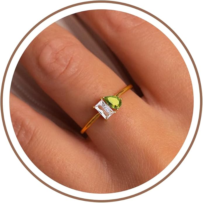 Birthstone Rings for Women, Non Tarnish Gold Rings 2026 Graduation Gifts Birthday Gift Trendy Teen Girl Stuff Dainty 14K Plated Adjustable CZ Stacking Promise Ring Anniversary Jewelry for Friend Sister Girlfriend Daughter