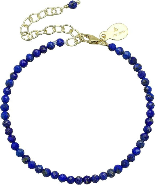 Faceted Bracelet for Women, Certified 925 Sterling Silver with 18K Gold Vermeil Healing Crystal Bracelets for Women - Crystals and Healing Stone Bracelet Women Jewelry for Gift