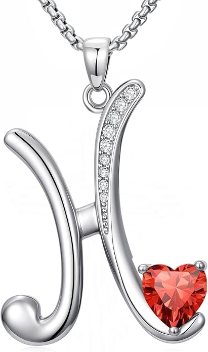 Birthday Gifts for Women Alphabet A to Z Initial Birthstone Pendant Necklaces for Women - 18k White Gold Plated Personalized Name Jewelry Anniversary Graduation Gifts for Wife Her Daughter Girlfriend(with Gift Box)