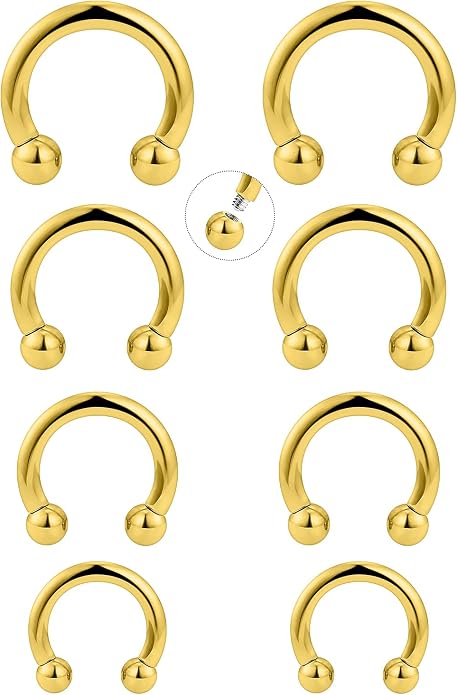 20G-00G Septum Rings Ear Gauges Earrings Stretching Kit 316L Surgical Steel Horseshoe Septum Pa Piercing Jewelry for Women 10mm 12mm 14mm 16mm